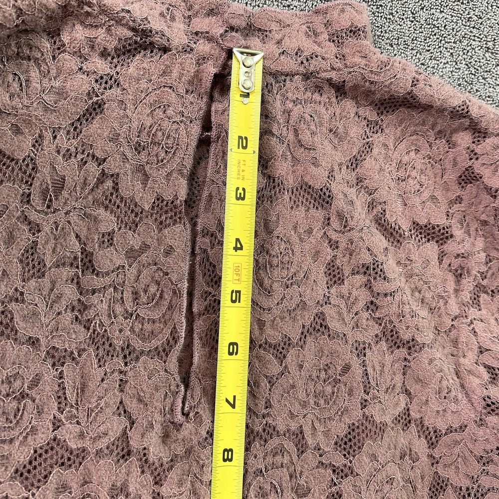 LULUS Fuzzy Ruched Lacey Purple Top Long Sleeve Women Large Coquette Cottagecore - Picture 11 of 16
